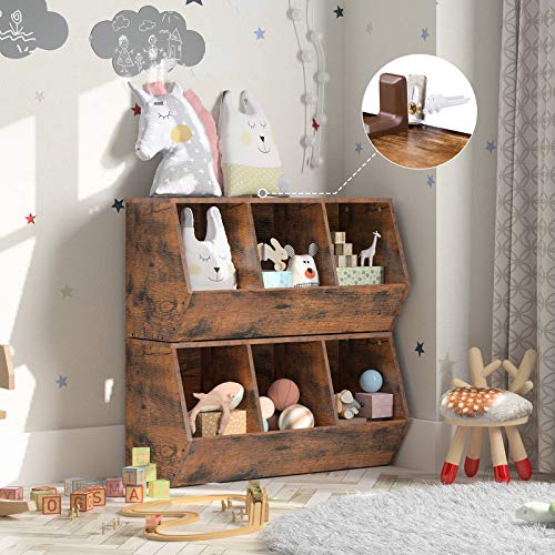 Hoobro Toy Storage Cubby, Kids Bookshelf, Stackable 3-Bin Toy Storage Cabinet, Bookcase Footboard, Children's Toy Shelf, Suitable For Children's Room, Playroom, Hallway, Rustic Brown Bf30Cw01 #TOP5