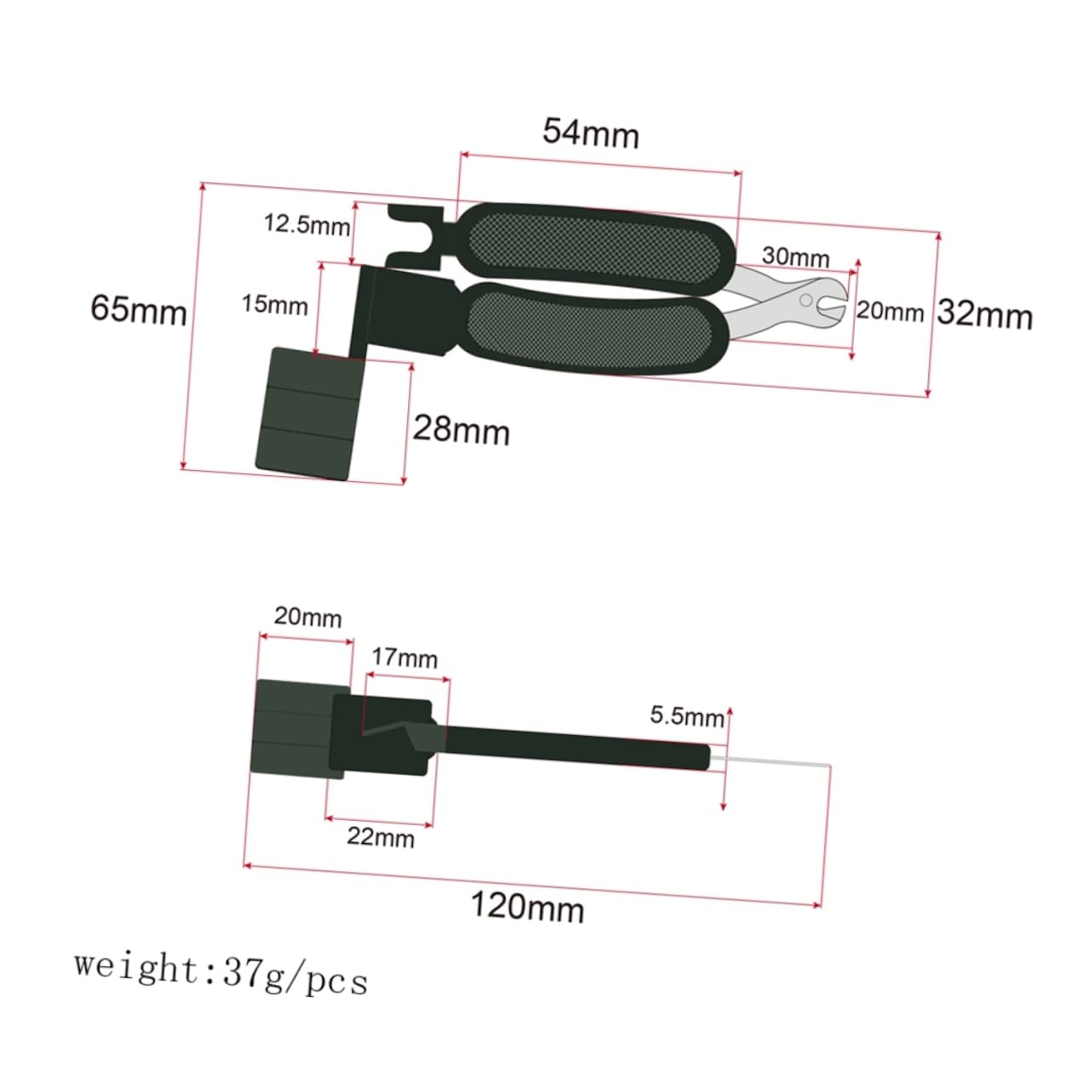 TOGEVAL Universal String Winder Guitar Peg Puller String Cutter for Ukulele Banjo