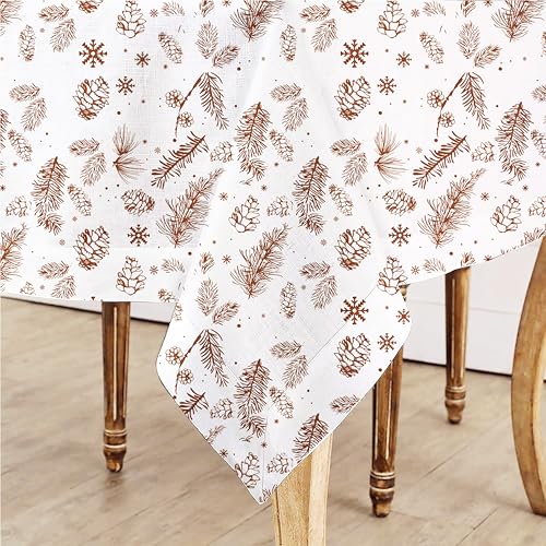Image of 100% Cotton Printed Tablecloth for 4-6 Seater Dining Table for Home, Garden, Hotel and Restaurant, Pack of 1 Piece (Brown, 140x140 cm)