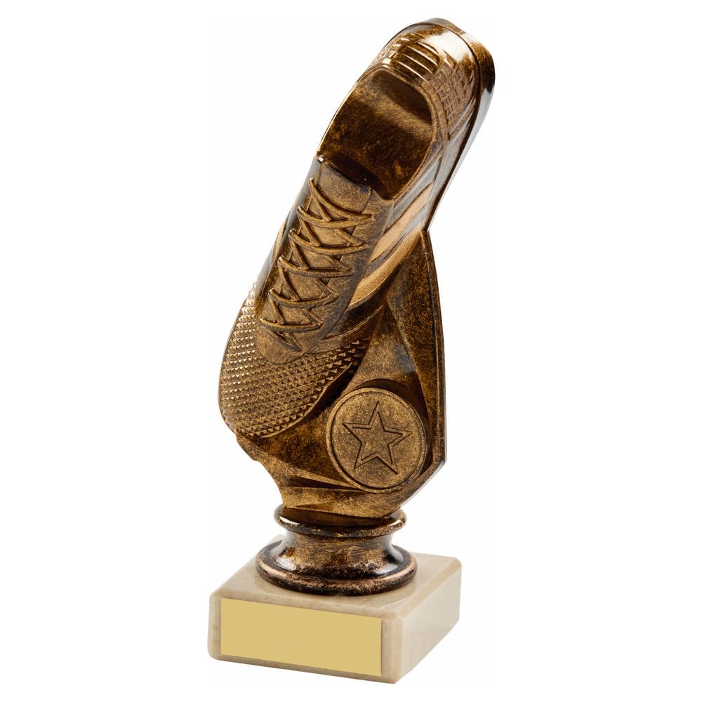 Football Antique Gold Boot Trophy award with cream marble base Top Goal Scorer Award 170mm Free Engraving 1745D-TWT