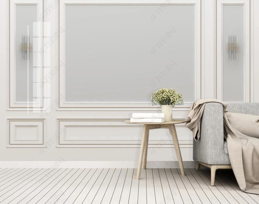 Papier peint intissé grille blanche décorative fresque de luxe