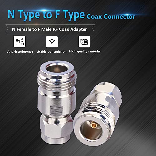 TUOLNK Adaptador coaxial N hembra a F macho 2 pzas miniatura 2