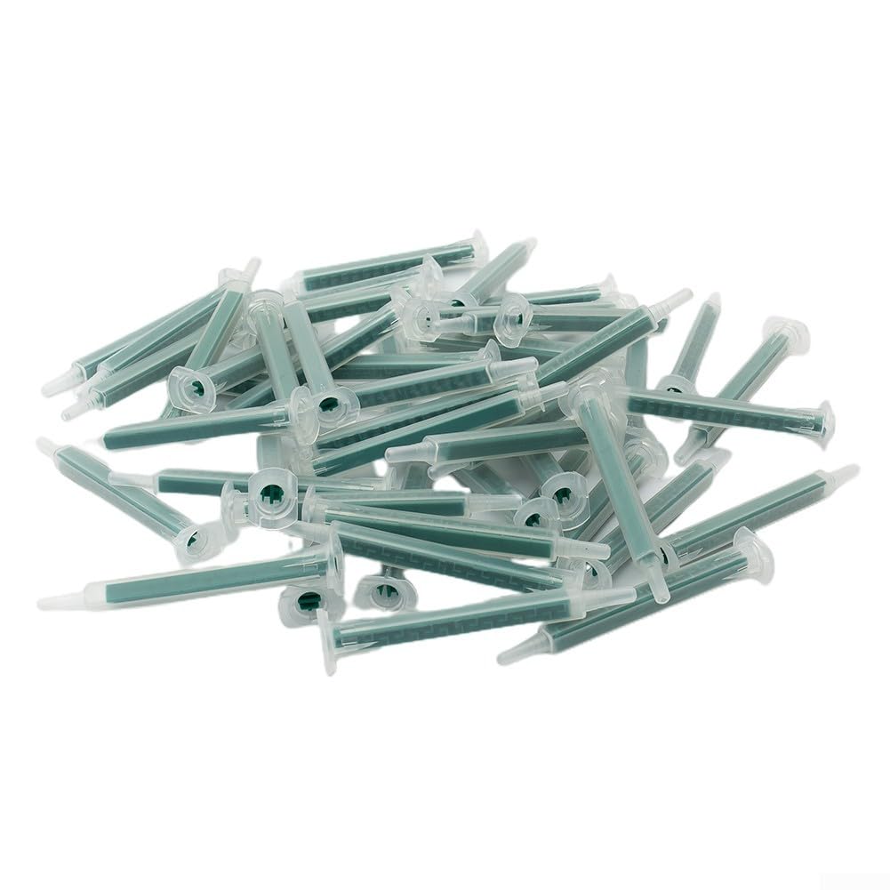 Lot de 50 buses mélangeuses statiques 2K AB de 83 mm de long avec 5,3 mm de diamètre intérieur et design à 16 nœuds, embouts de mélange autocollants pour cartouches à double composant pour seringues