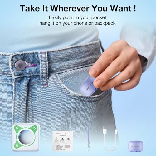Image of Mini Bluetooth Speaker, Tiny Portable Speaker with TWS, Small Wireless with Built in Mic, for Gift Travel Outdoor Laptop (Purple)