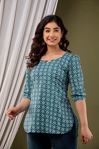 Image of Flora Printed I Cotton Top I Tops I Topper I Blouse I T-Shirt I Short Kurti ITop for Women