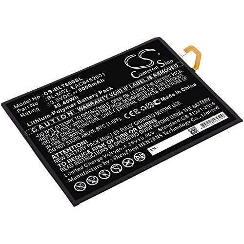 Ejjinenbby Replacement Battery Compatible for LG LM-T600VS G Pad 5 10.1 LM-T600QS LM-T600TS LM-T600L G Pad 5 10.1 FHD (8000mAh/3.8V), EAC6452601 BL-M02 Battery