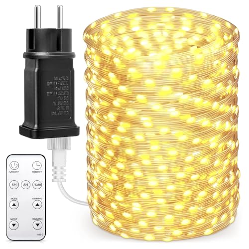 BESCOST Lichterkette Außen mit Stecker, 50M 500 LED Lichterkette...