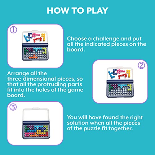 SmartGames – IQ Fit – Puzzlespiel – Denkspiel – 120 Herausforderungen – 2D und 3D – Level einfach zu Experten – Teile richtig einbauen – 1 Spieler – ab 6 Jahren