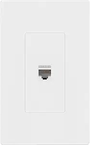 ENERLITES Port Screwless Wall Plate with CAT6 RJ45 Keystone Jack Module, for Voice/Data & Audio/Video Multimedia, Standard Size 1-Gang 4.69" x 2.93", SI8871C-W, White