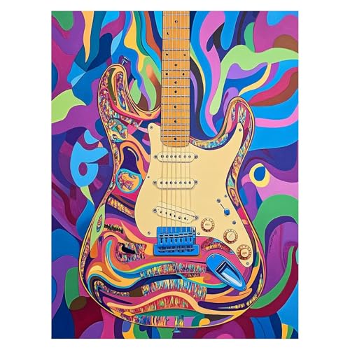 DIY ギター 数字油絵 音楽 数字塗り絵画 手芸キット 70 x 50CM 絵画 インテリア 手作りキット ビッグサイズ 複数サイズ 子供 初心者 ペイントバイナンバー 画材 Painting by Numbers 適用対象そして自宅 壁飾り お歳暮誕生