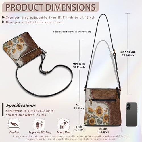 Image of Leather Purses for Women, Leather Hobo Bags for Women Travel Sling Purse Triple Zippered Pockets Shoulder Bag