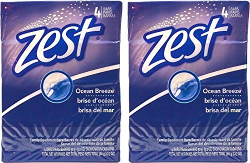 Zest Ocean Breeze 4 Bar Family Deodorant Soap (Pack of 2)