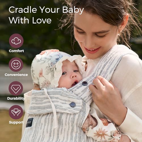 Image of Momcozy Baby Carrier - Ergonomic, Cozy and Lightweight Carrier for 7-45lbs, Effortless to Put On, Ideal for Hands-Free Parenting, Enhanced Lumbar Support, Time Heritage Beige