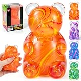 1Pc Gummy Bear Squishyies Fidget,Color Maltose Filled Squeeze Toys Slow Rising Squishy Stress Balls Adults Kids Party Favors,Classroom Prizes(Orange)