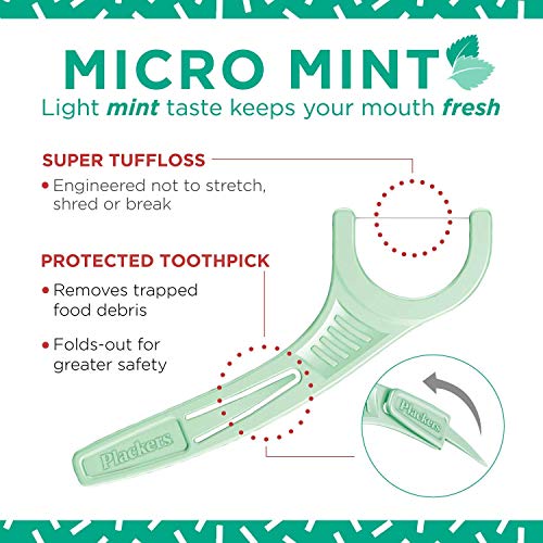 Plackers Individually Wrapped Micro Mint Dental Floss Picks, 500 Count