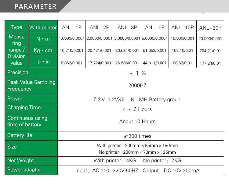 Digital Torque Meter with Printer 1/10N.m Electric Screwdriver Driver Tester Switching (ANL-2P)