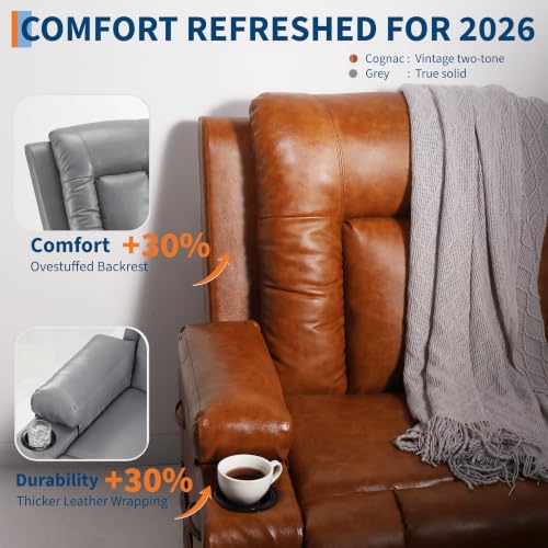 Image of GarveeHome Power Lift Recliner Chair - Heat and Massage, PU Leather Electric Lift Recliner for Elderly & Mobility Impaired, Adjustable Back and Legs, Heavy Duty Lift Chair for Seniors