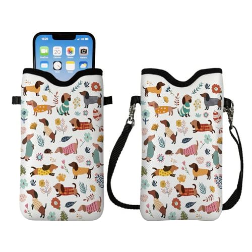 Image of Cell Phone Sleeve Pouch with Adjustable Strap - Weiner Dog