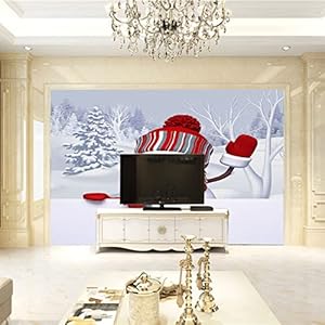 ZCFGG Zelfklevend Behang Muurschildering 3D Muur Achtergrond Witte sneeuwpop kerst 130 x 80cm Moderne Wanddecoratie…