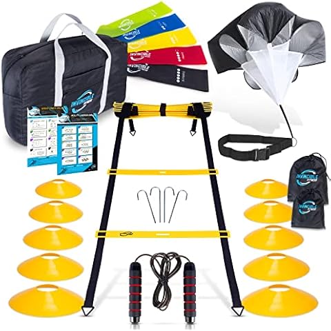 Invincible Fitness Agility Ladder Set, Parachute, Cones, Bands Cover