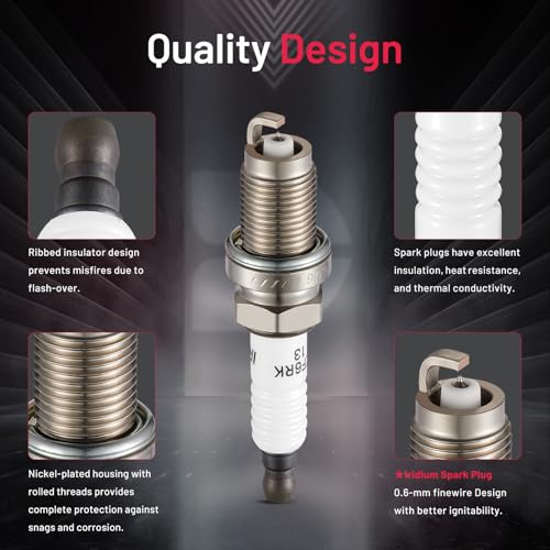 Image of BDFHYK Iridium Spark Plugs 6774 Compatible with Honda Fit 2007-2014 1.5L, Accord 2.4L 2003-2007 L4 Replacement for IZFR6K-13 Set of 4