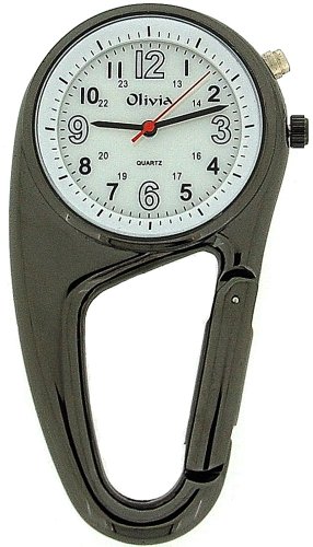 TOC Clip On Doctors Nurses Unisex Carabiner - Backlight Pocket Fob Watch TOC57