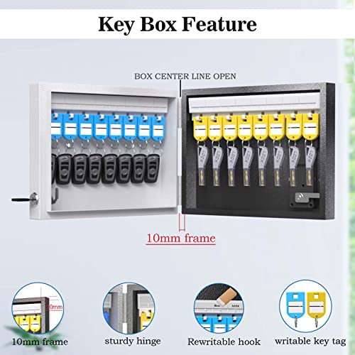 16 Key Cabinet Organizer,Metal Key Lock Box Wall Mount Use Otp Technology Unlock,Fixed Password/Bluetooth Unlock, App Remotely Generates Pin Codes Without Internet,Great For Key Hook & Storage #TOP5