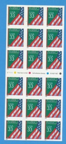 USPS 1999 Unfolded Flag in Classroom Stamp Booklet of 18 Scott 3283a