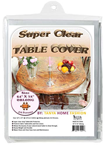 100% Vinyl Super Clear and Durable Tablecloth Protector Size 54