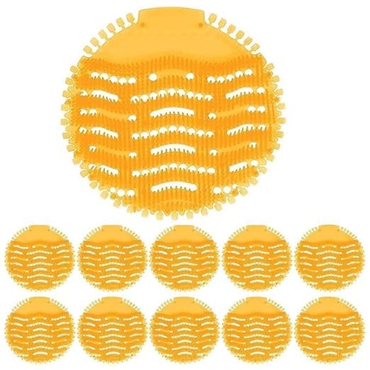 Urinal Screen Mat, Yellow, 30 Days Lasting Fragrance, for Bathroom and Toilet Use, Pack of 10-image-23
