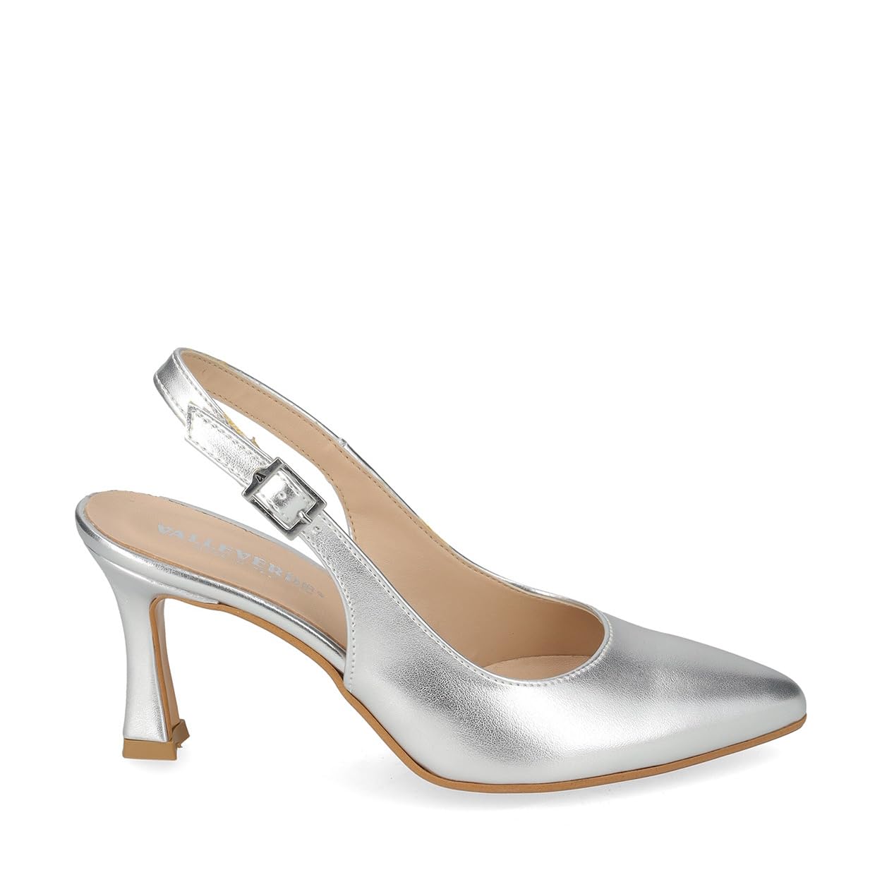 Valleverde 19101B Slingback Cerimonia Donna Pelle Laminata Tacco Stiletto 8Cm Suola Gomma