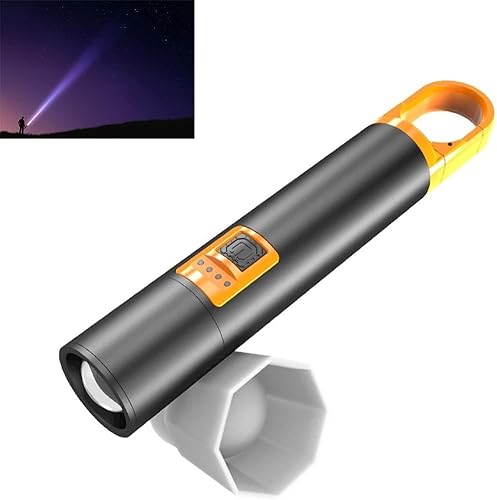 GJB Linternas con zoom, luz LED recargable súper brillante de alto lúmenes, luces de camping de mano impermeables con pantalla extraíble, 3 modos de