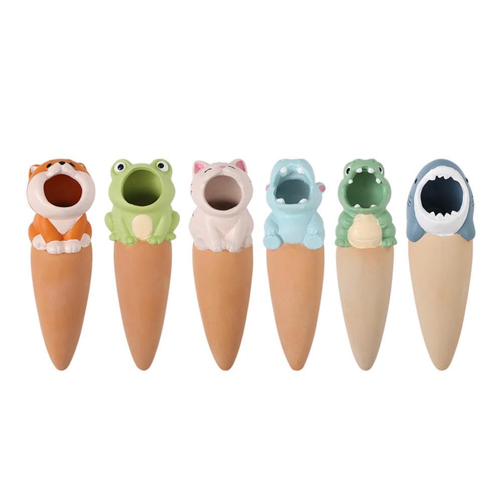 6Pcs Plant Watering Globed, Terracotta Self Watering Spikes, Slow Release Self Water Planter Insert, for Vacation