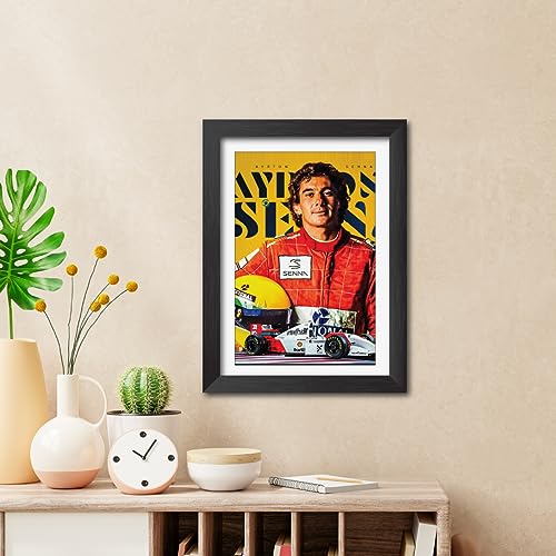 Image of TenorArts Ayrton Senna Poster F1 Driver Posters Formula One Photo Frame Painting with Matt Finish Black Texture (12 inches x 9inches)