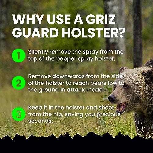 UDAP Griz Guard Bear Pepper Spray Holster, Holder with Belt Clip for Camping, Hiking, Fishing, Fits All 2-2.5\" Cans, GGH