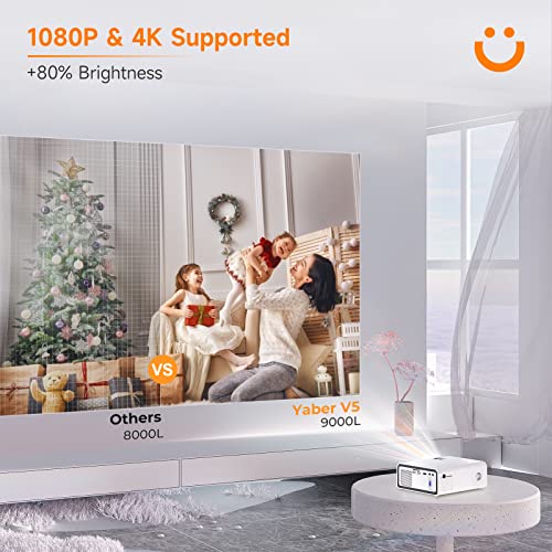 Yaber Pro V5 Updated 9000L Projector With 5G Wifi And Bluetooth 5.1,1080P And 4K Supported Movie Projector, Mini Ourdoor Portable Projector With Tripod And Bag, Compatible With Hdmi, Usb, Vga, Av #TOP1