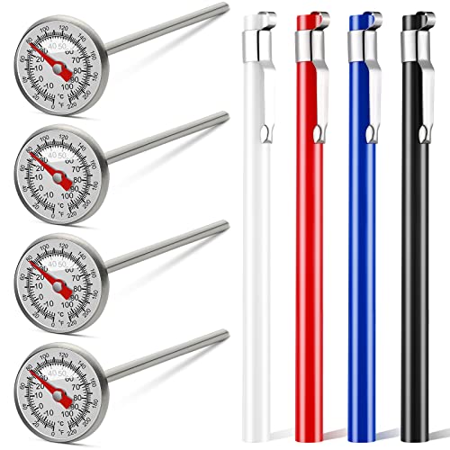 Xuhal 4 Pieces Stainless Steel Kitchen Thermometer Immediate Read Pocket Thermometer 1 Inch Dial Food Thermometer With 4 Pcs Sleeves For Milk Frothing Oven Meat Cooking Probe Water Grill Coffee Bbq #TOP25