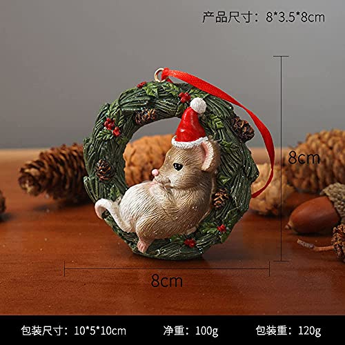 Hyfan Christmas Small Animal Wreath Swing Ornament Hanging Decor For Xmas Tree Home Office Room Decoration With String (New, Mouse) #TOP5