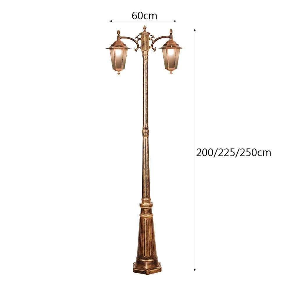 Farola de Doble Cabezal de Bronce y Aluminio, Estilo Antiguo, para Exteriores, Robusta, con Varilla de Aluminio, Tipo Pilar, lámpara de Mesa de jardín Tradicional con ca,2.5m
