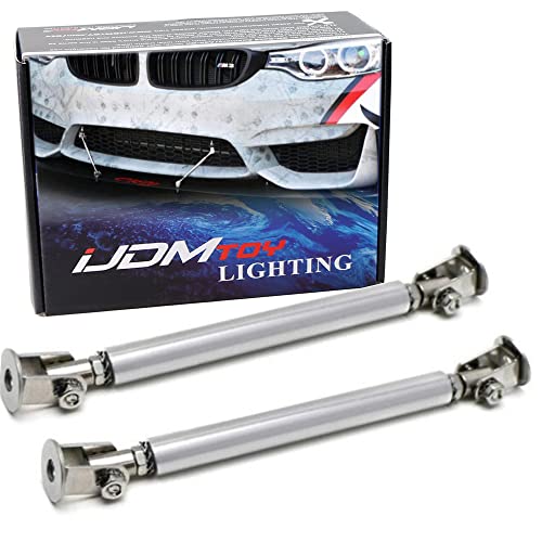 iJDMTOY Universal Fit Silver Finish Front Bumper Lip Splitter Strut Rod Support Bars, 6 to 7.5 inches (152mm to 190mm) Adjustable