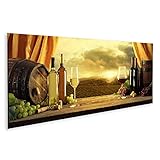 islandburner quadro su tela bottiglie di vino e vigneti al tramonto quadri stampe immagini murale decorazione da parete