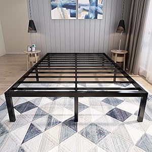 45MinST 18 Inch Platform Bed Frame/Easy Assembly Mattress Foundation / 3000lbs Heavy Duty Steel Slat/Noise Free/No Box Spring Needed,Queen
