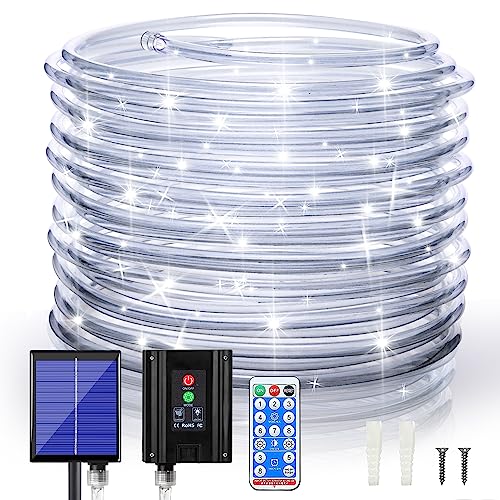Cuerda de luces solares para exteriores, 20 m, 200 LED, con energía solar, 8 modos...