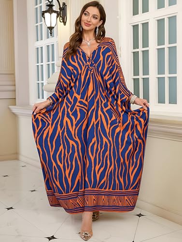 Image of KEYLORTING Plus Size Kaftan Dress Women, African Moo Moo Print Caftan, Batwing Dress, Beach Cover Up for Party and Loungewear