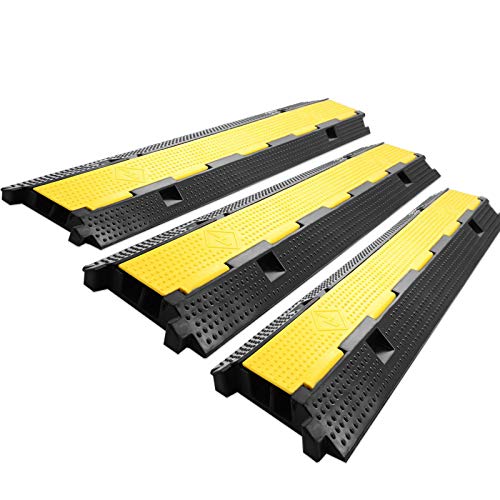 🛒 Crazy Deals SHZOND Extreme Rubber 2 Channel Cable Protector Cable Ramps/Protectors Cable Ramp Cover 3 Pack Cable Protector Ramp Capacity 11000 lb Rubber Speed Bump (3 Pack 2 Channel)