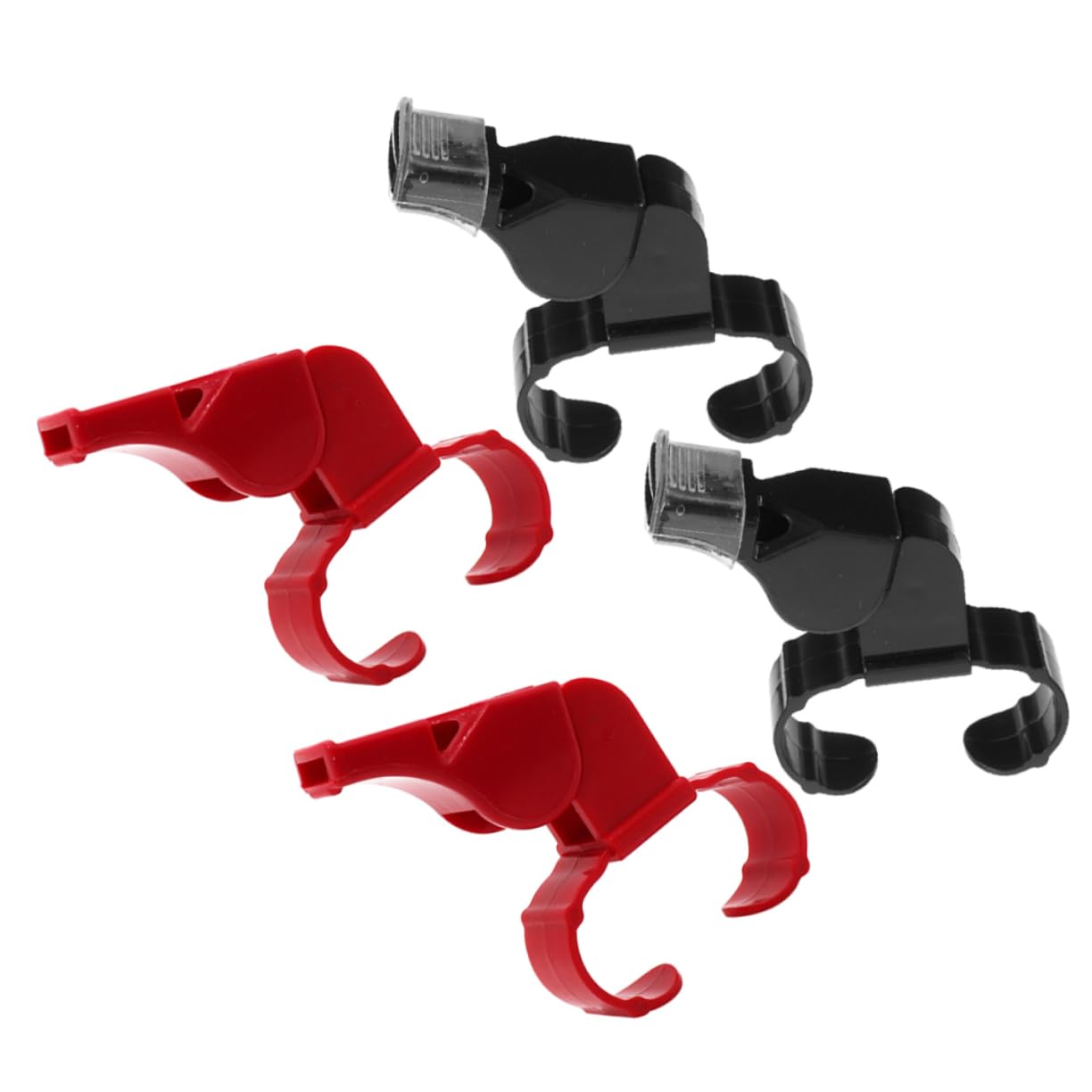 GOOHOCHY 4pcs Hand Held Sports Whistle Finger Ring Loud Dual Tone Whistles for Referees Emergency Situations for Ice Hockey Football Basketball
