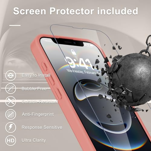 Image of YENAPOON for iPhone 17e Case, iPhone 16e Case, Matte Magnetic Phone Cover [with 1 Screen Protector] [Support for MagSafe] [Shockproof Military Grade Protection] Translucent Frosted Back, Pink