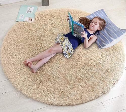 Image of Plush Shag Area Rug for Living Room, 244 cm x 305 cm, Brown (Gold, 5X5 FEET)