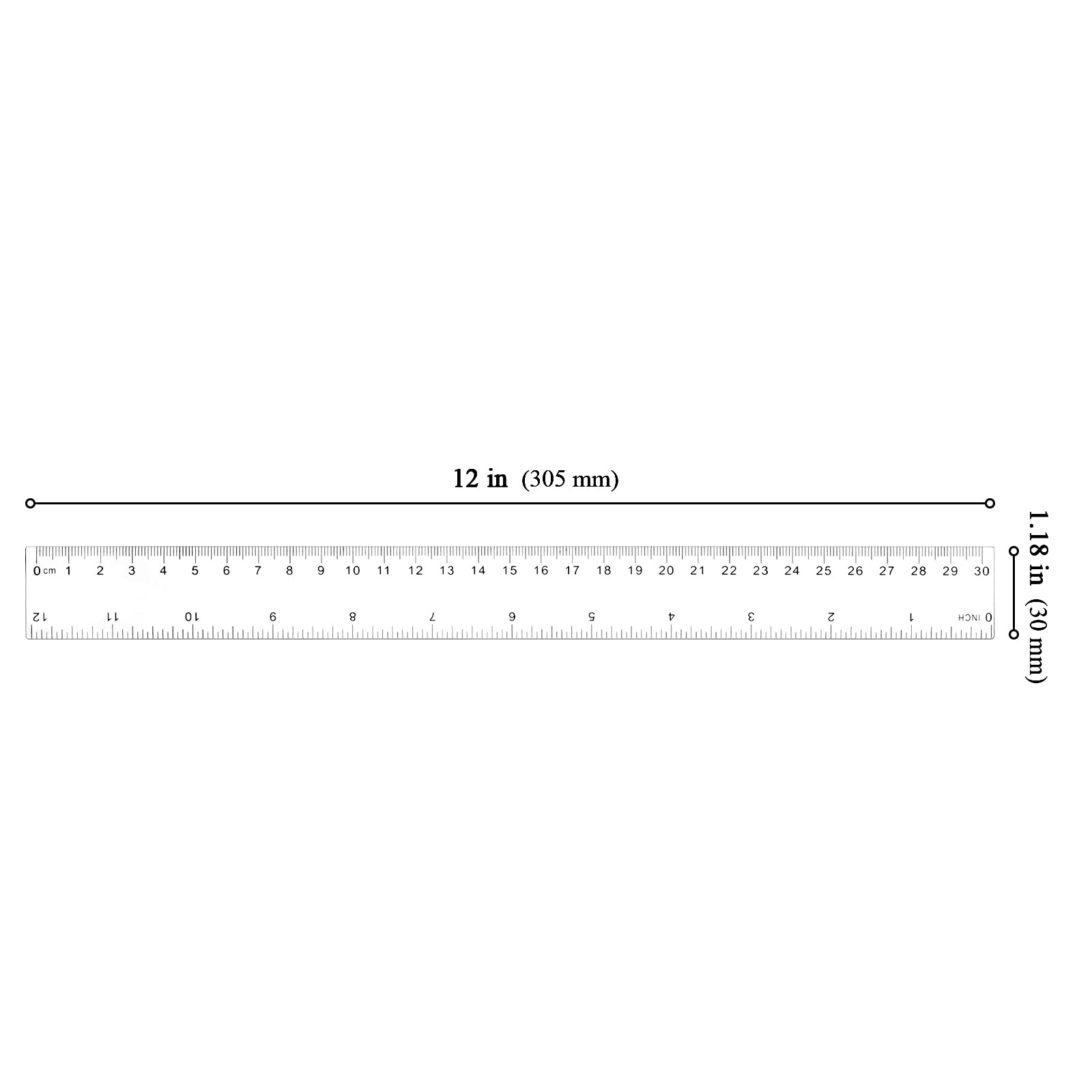 KEILEOHO Lot de 200 règles droites en plastique transparent de 30,5 cm, standard/métrique, outil de mesure flexible pour salle de classe, maison, bureau, salle d'artisanat