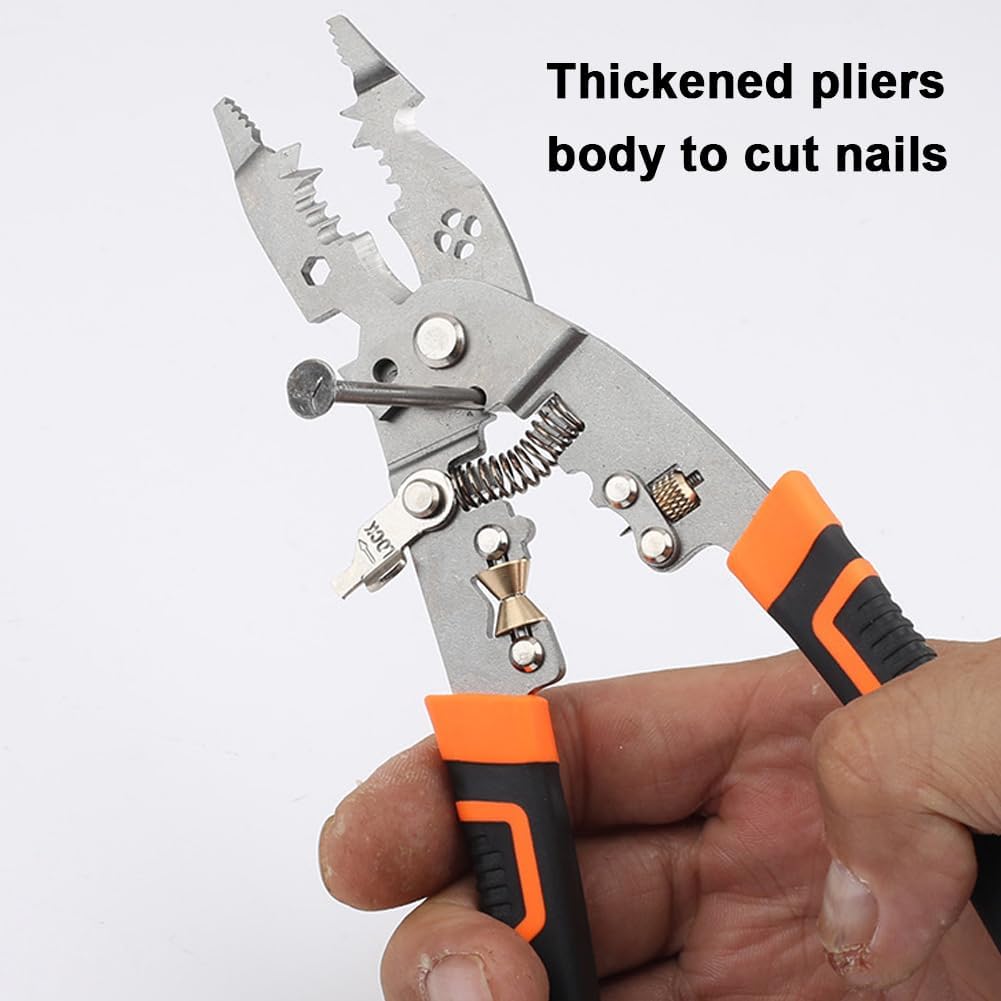 Wire Stripper Professional Wire Stripping Tool Portable Electric Cable Cutter Electrician Crimping Pliers with Metal Locking Buckle for Home Appliance Maintenance